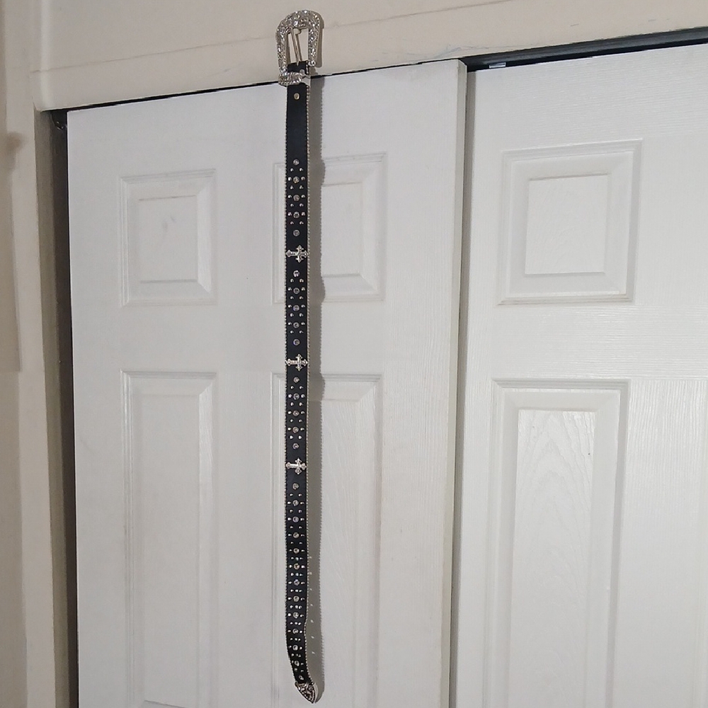 Black Studded Belt with Silver Buckle
